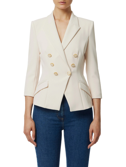 Elisabetta Franchi giacca blazer doppiopetto panna