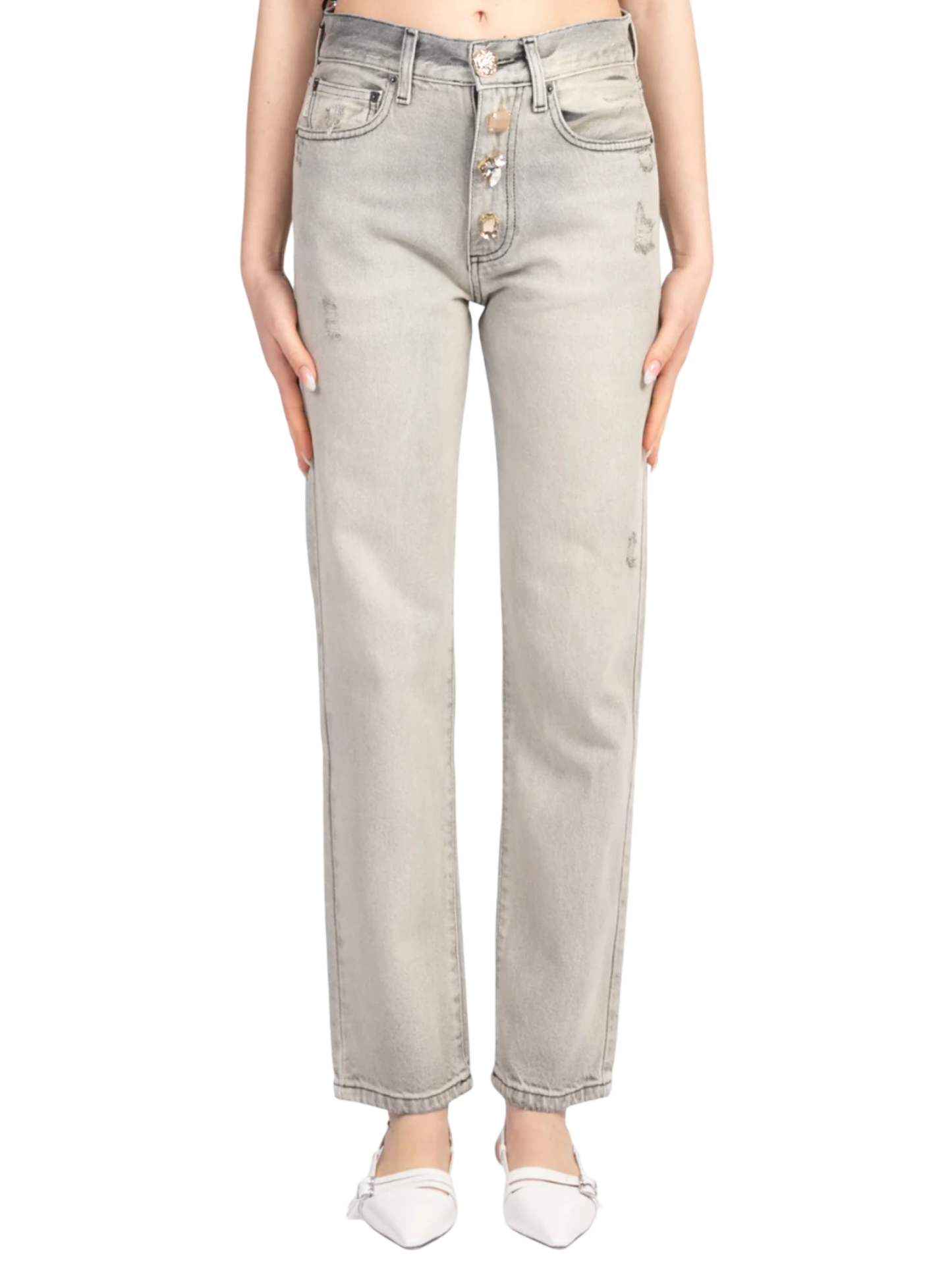 Vicolo jeans Zoe gamba dritta lavaggio grigio