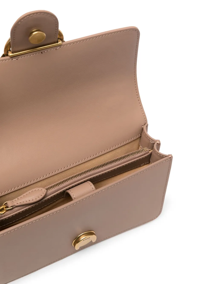 Pinko borsa Love Bag One Mini in pelle con borchie marrone biscotto