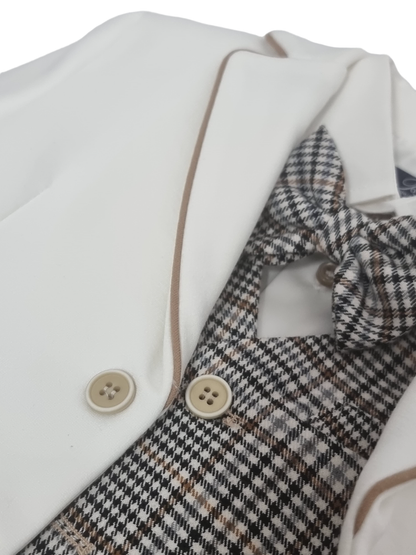 Pascal Kids completo elegante con camicia e gilet beige