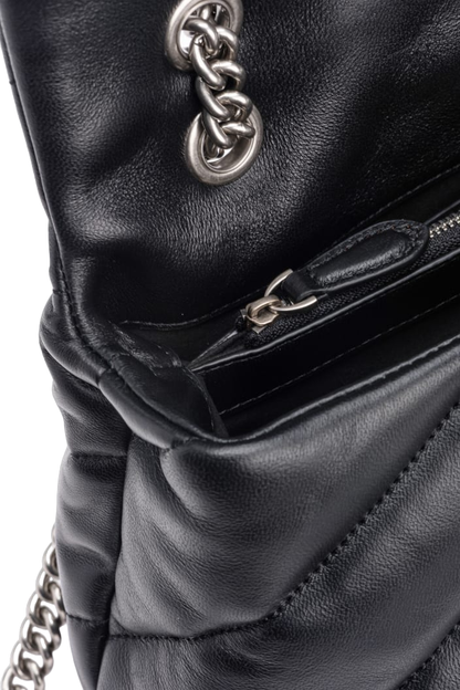 Pinko borsa Love Bag Puff Classic in pelle trapuntata nero argento