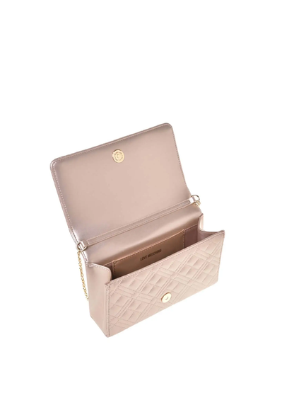 Love Moschino borsa a tracolla in ecopelle trapuntata laminata oro