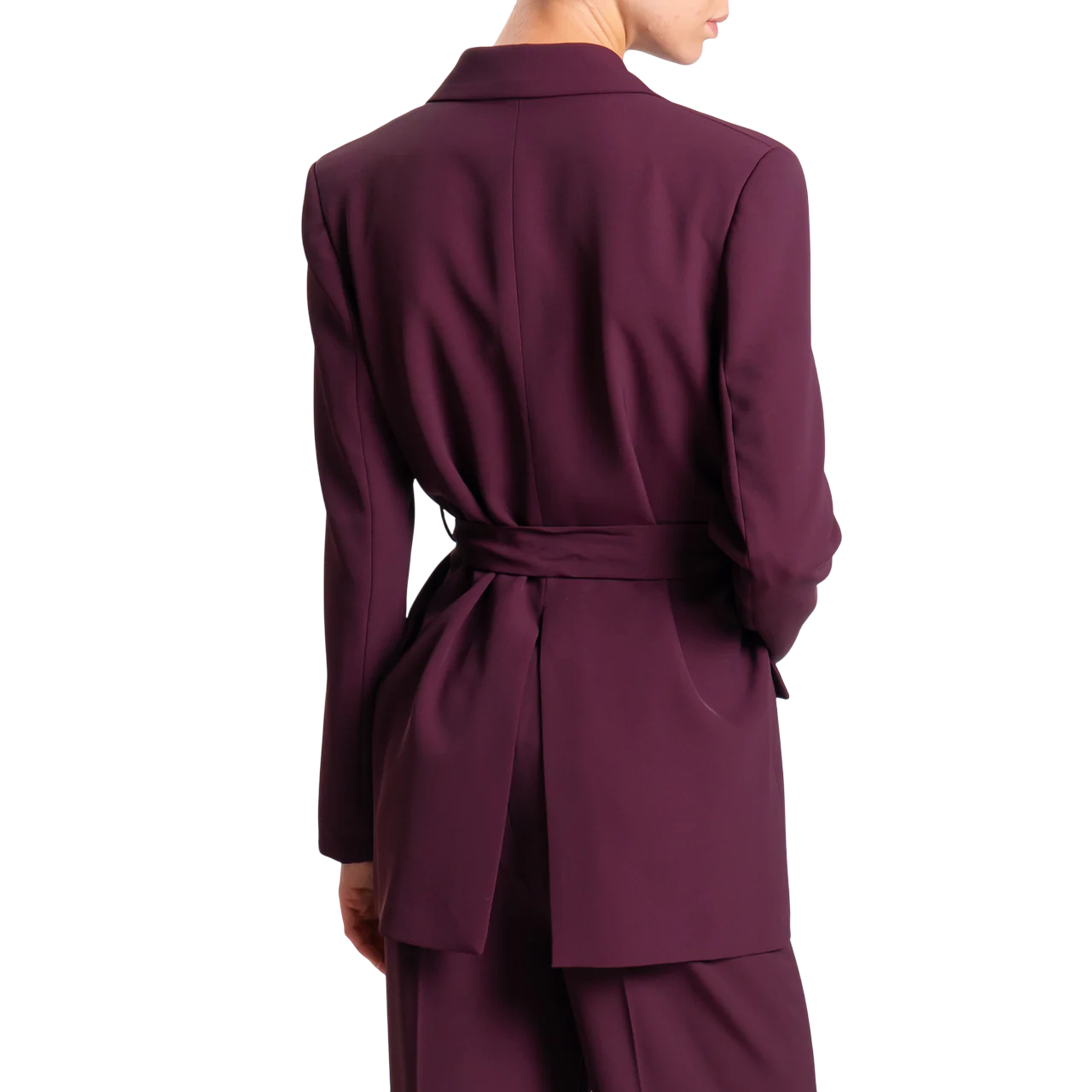 Vicolo giacca blazer con cintura color prugna