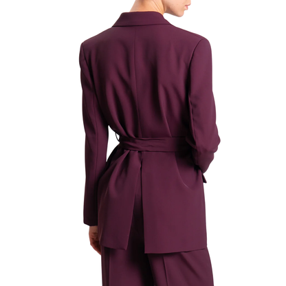 Vicolo giacca blazer con cintura color prugna