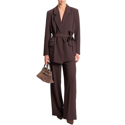 Vicolo giacca blazer con cintura marrone