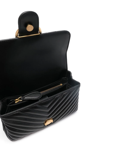 Pinko borsa Love Bag Lady Puff Mini in pelle chevron nero oro - mem39
