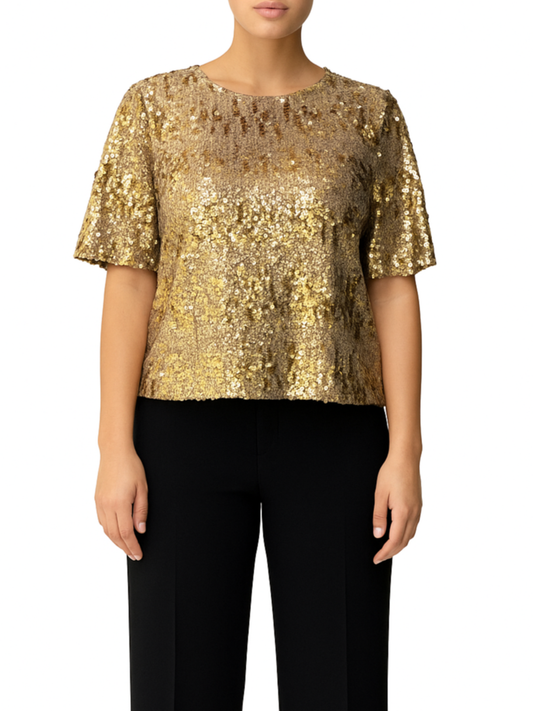 Aniye By top Lulù con paillettes oro