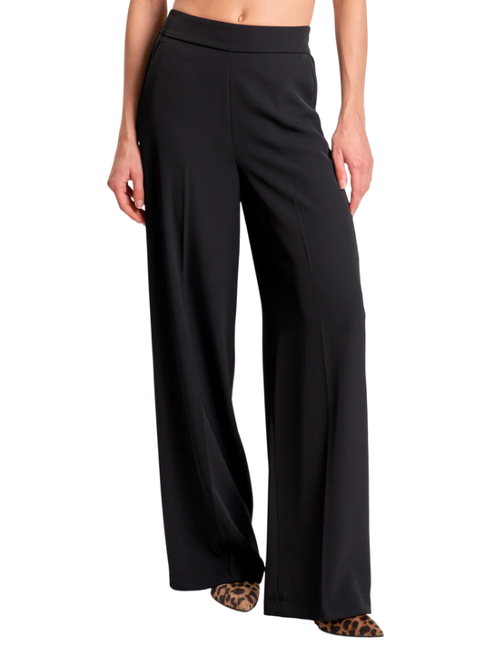 Vicolo pantaloni palazzo in tessuto fluido nero