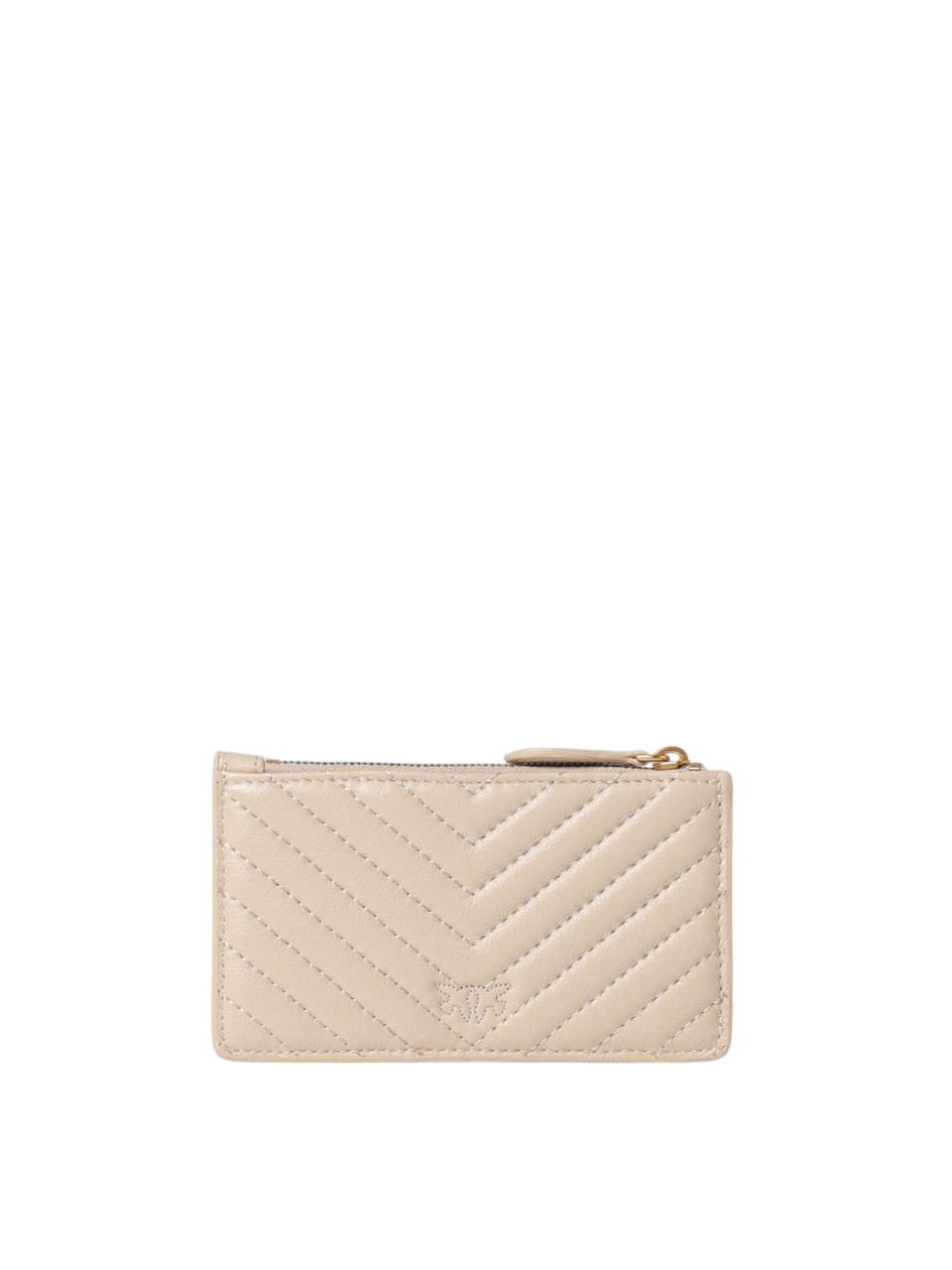 Pinko portacarte Airone in pelle beige oro