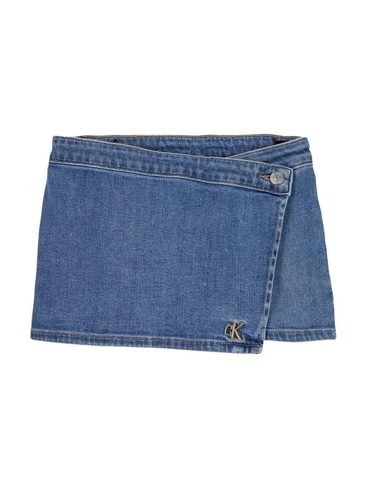 Calvin Klein Jeans gonna pantalone corta in denim lavaggio blu