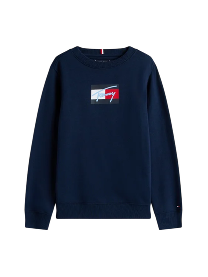 Tommy Hilfiger felpa bambino con stampa logo blu