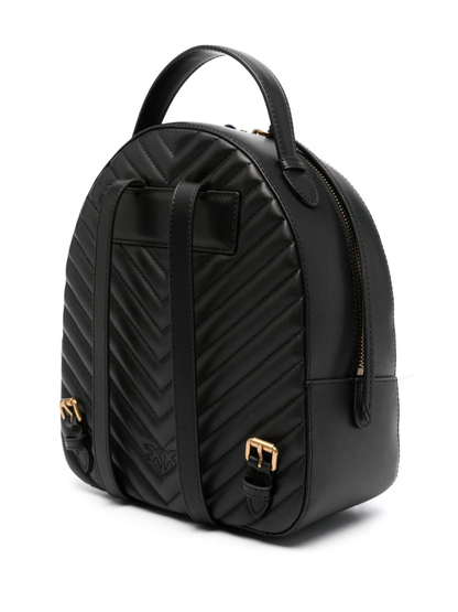 Pinko zaino Love Click Classic in pelle chevron nero oro