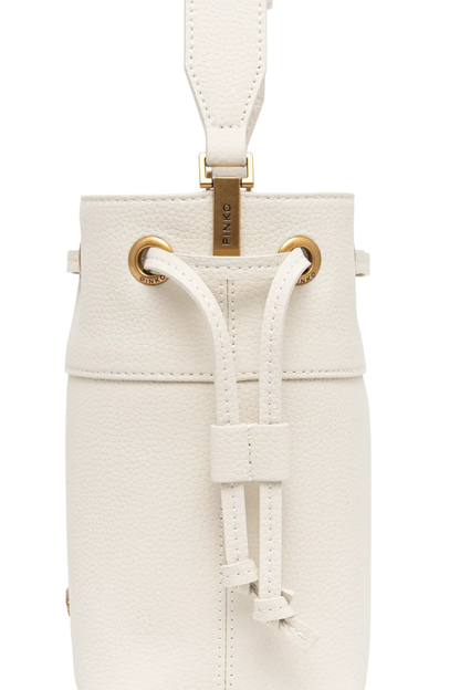 Pinko borsa a secchiello in pelle martellata bianco