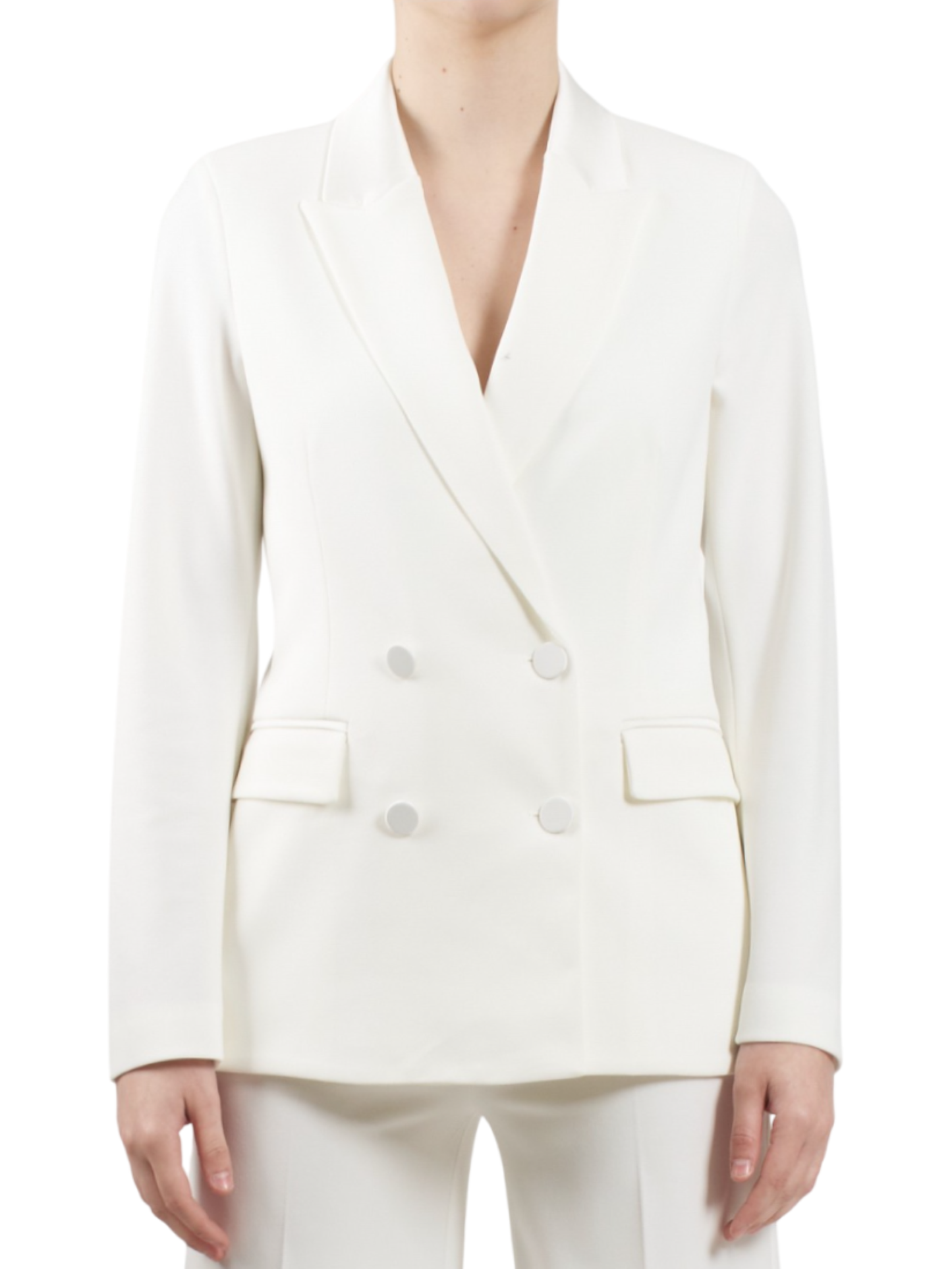 Vicolo giacca blazer doppiopetto in crepe panna
