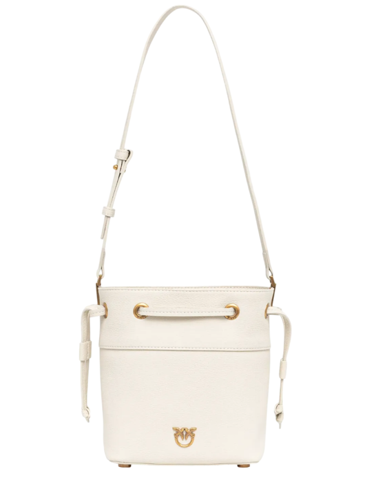 Pinko borsa a secchiello in pelle martellata bianco