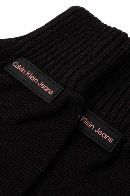 Calvin Klein guanti in maglia con patch logo nero