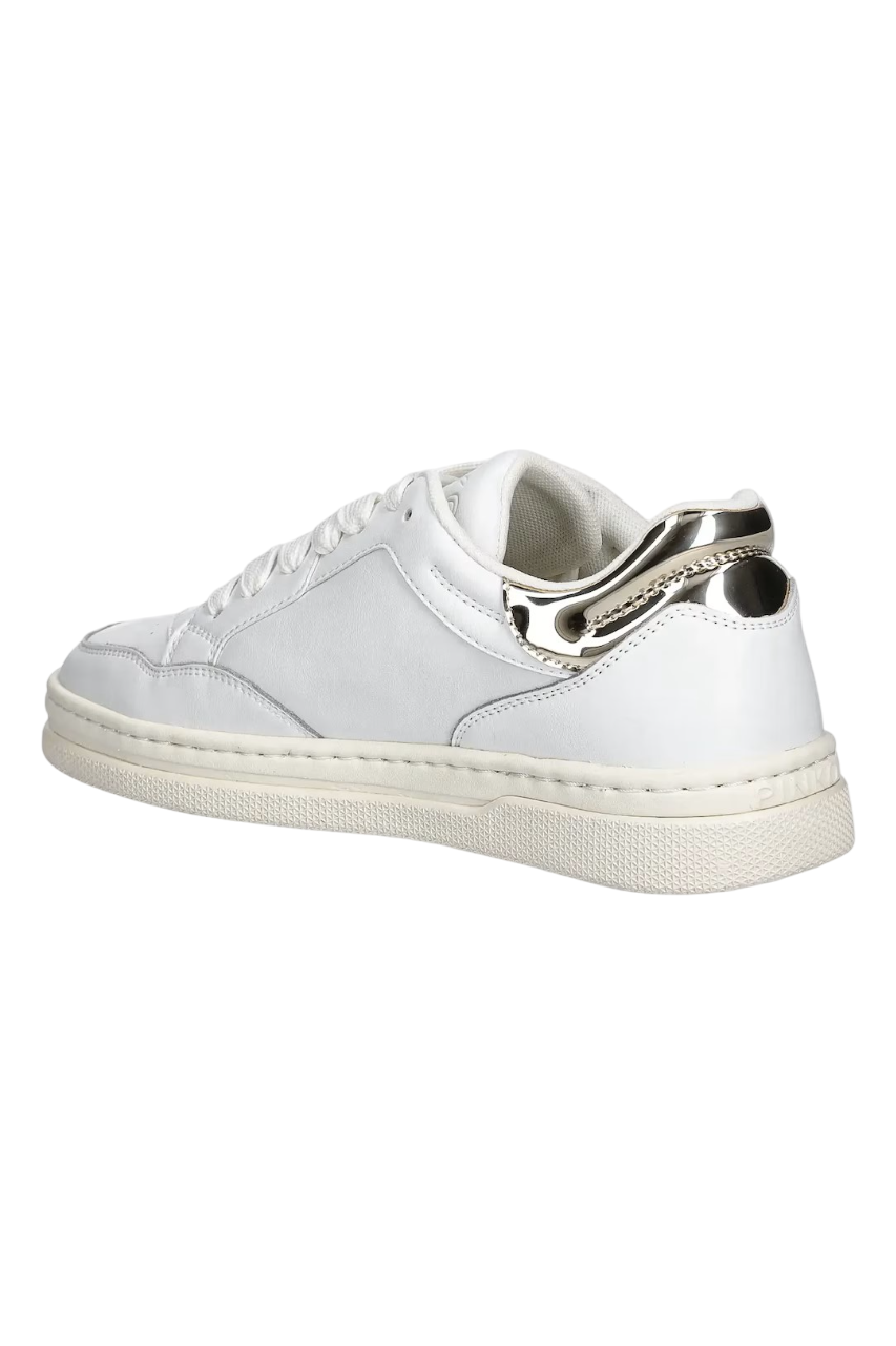 Pinko sneakers Mandy in pelle bianco oro