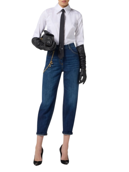 Elisabetta Franchi jeans con catenella logata lavaggio blu - mem39