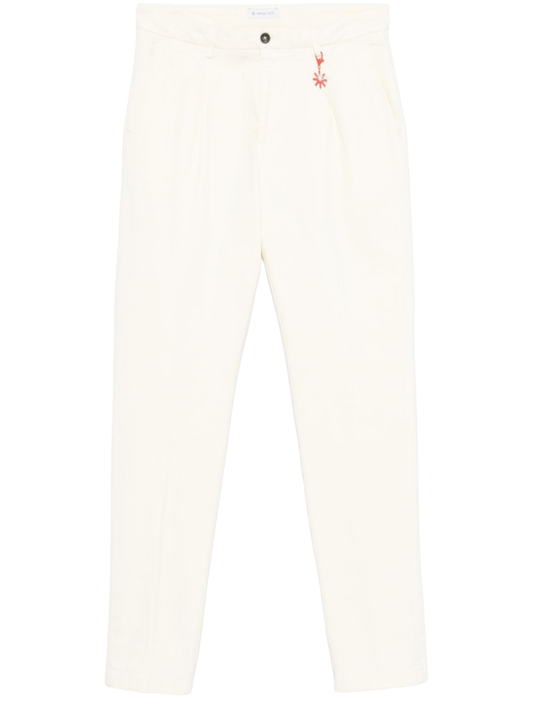 Manuel Ritz pantaloni chino in twill con pinces panna