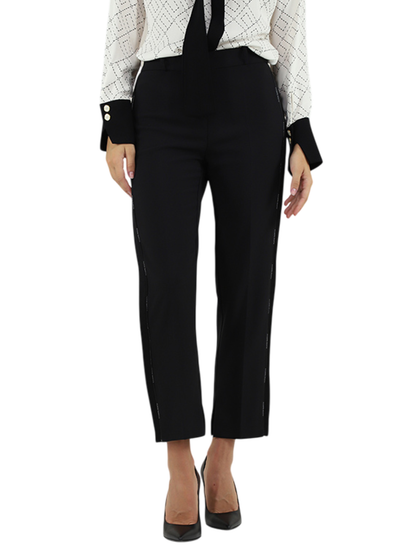 Elisabetta Franchi pantaloni slim con dettagli satin nero