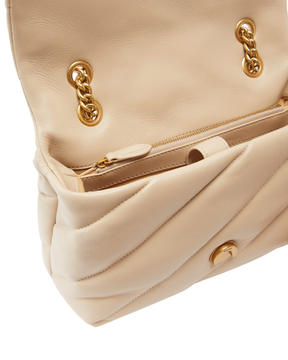 Pinko borsa Love Bag Classic Puff in pelle beige oro