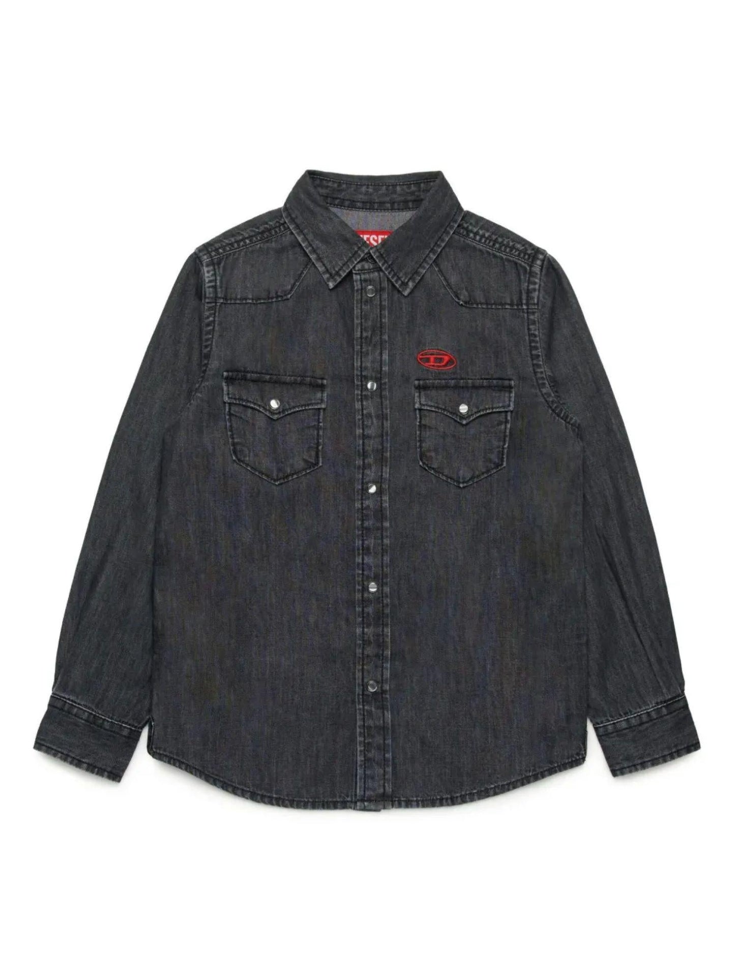 Diesel camicia in denim con tasche lavaggio nero