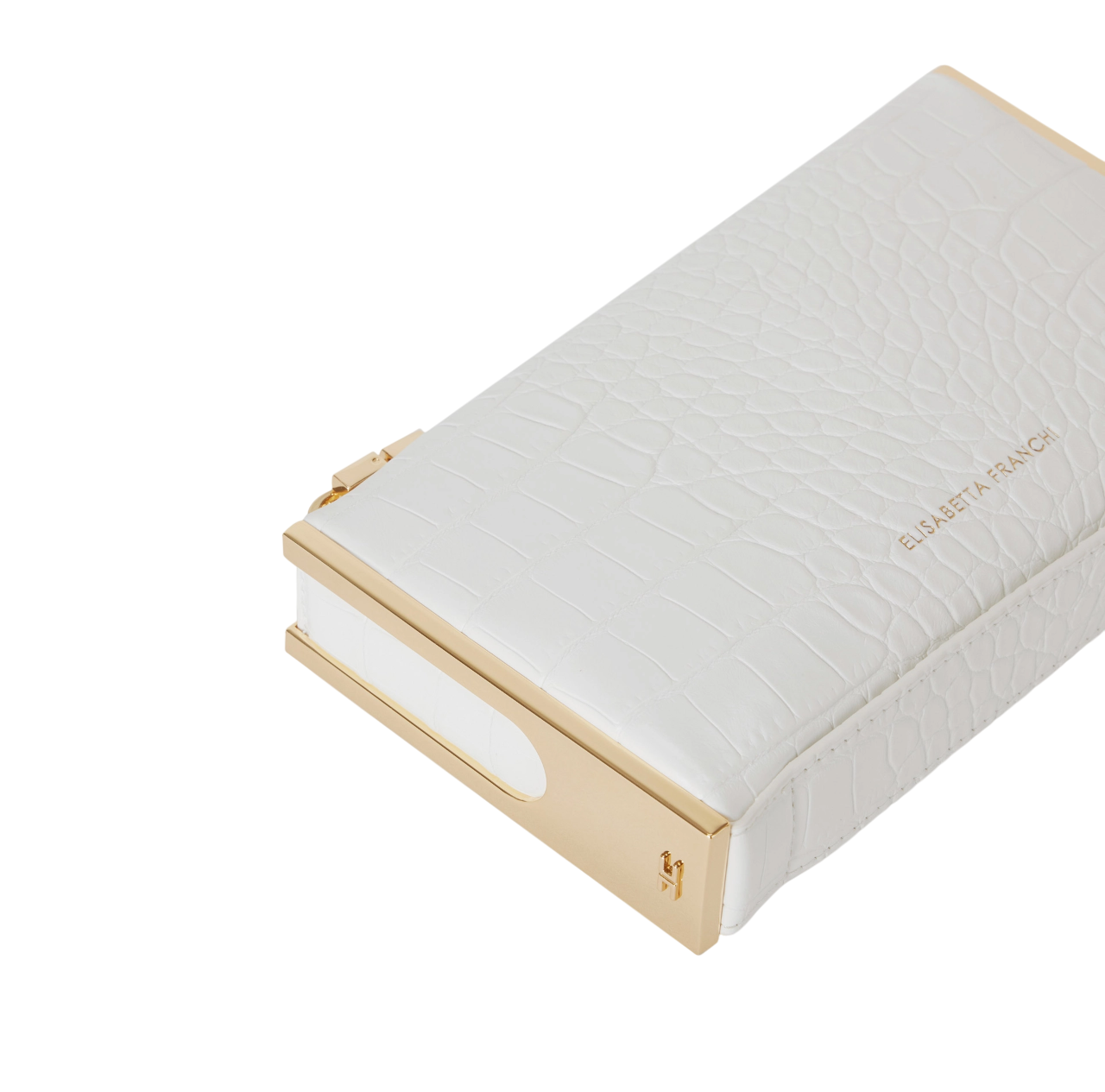 Elisabetta Franchi clutch in ecopelle coccodrillo bianco