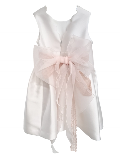 Mimilù abito smanicato da cerimonia in mikado bianco