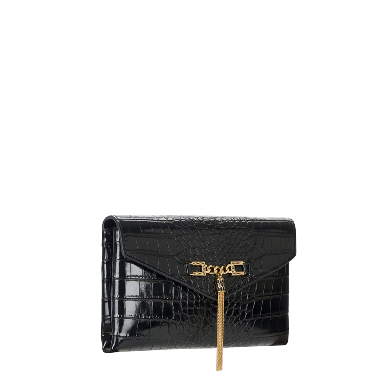 Elisabetta Franchi pochette in ecopelle coccodrillo nero