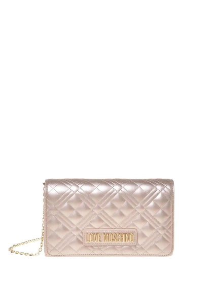 Love Moschino borsa a tracolla in ecopelle trapuntata laminata oro