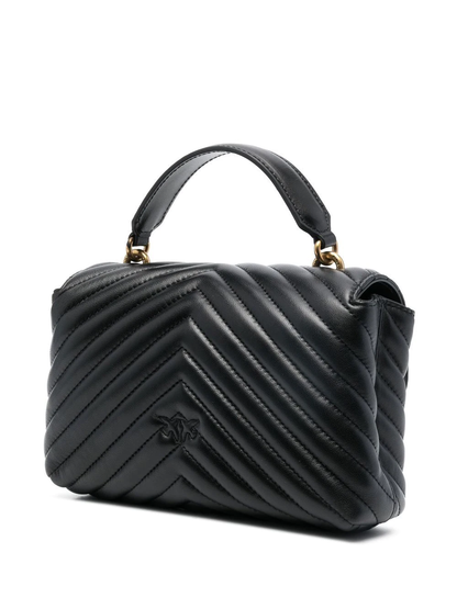 Pinko borsa Love Bag Lady Puff Mini in pelle chevron nero oro - mem39