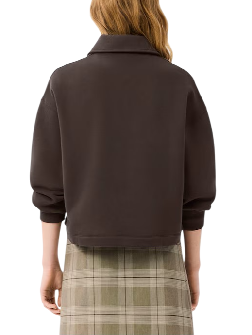 Lacoste polo donna in felpa oversize marrone