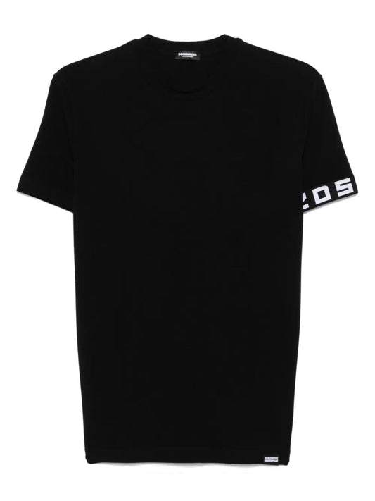 Dsquared2 T-shirt manica corta con dettaglio logato nero
