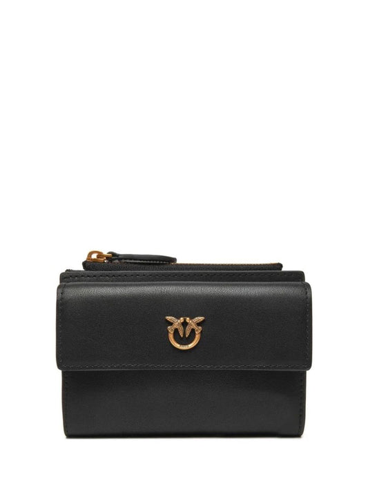 Pinko portafogli Compact in pelle con tasca esterna nero