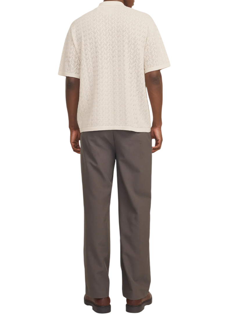 Jack&Jones camicia in maglia traforata beige chiaro