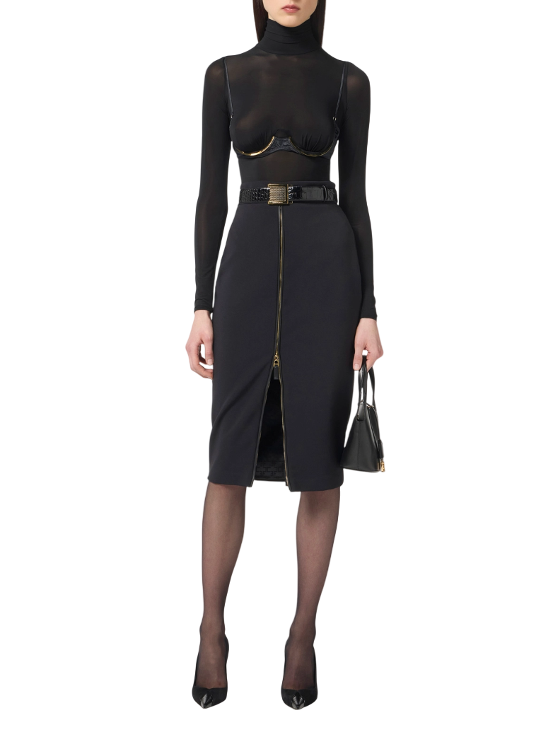 Elisabetta Franchi gonna longuette con zip nero