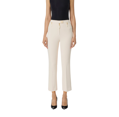 Elisabetta Franchi pantaloni slim in crepe panna
