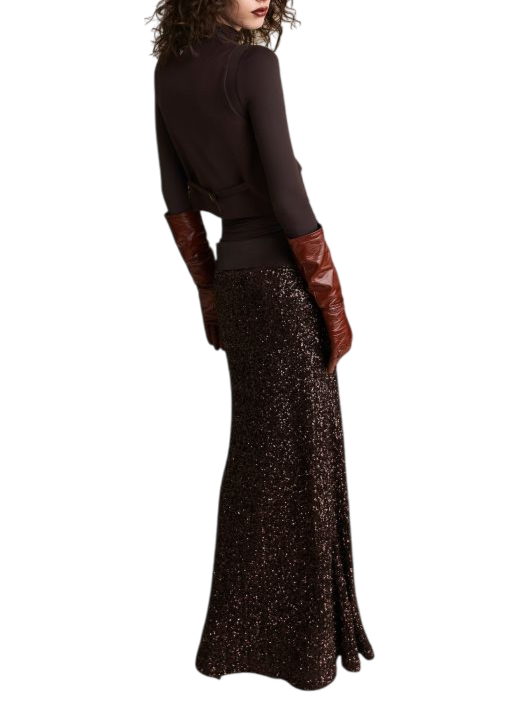 Aniye By gonna lunga Luxy con paillettes marrone