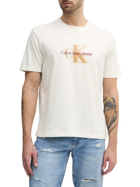 Calvin Klein Jeans T-shirt maniche corte in jersey panna