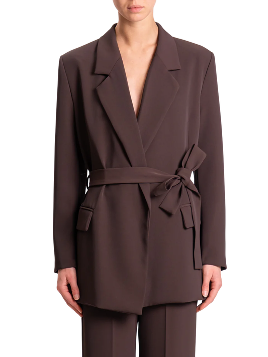 Vicolo giacca blazer con cintura marrone