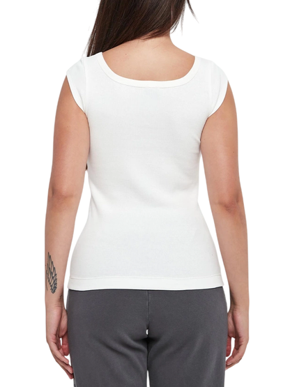 Pinko top Tenace a costine con logo bianco