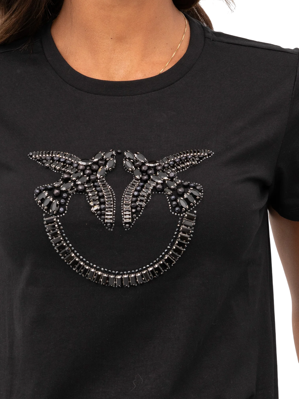 Pinko T-shirt Quentin con logo gioiello nero