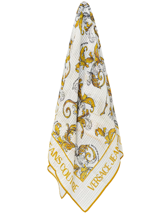 Versace Jeans Couture foulard in fantasia barocca bianco oro