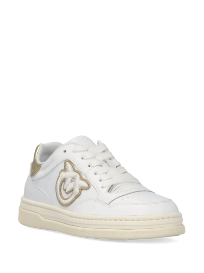 Pinko sneakers Mandy in pelle con logo Love Birds bianco oro