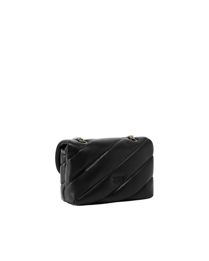 Pinko borsa Love Bag Mini Puff in pelle trapuntata nero argento