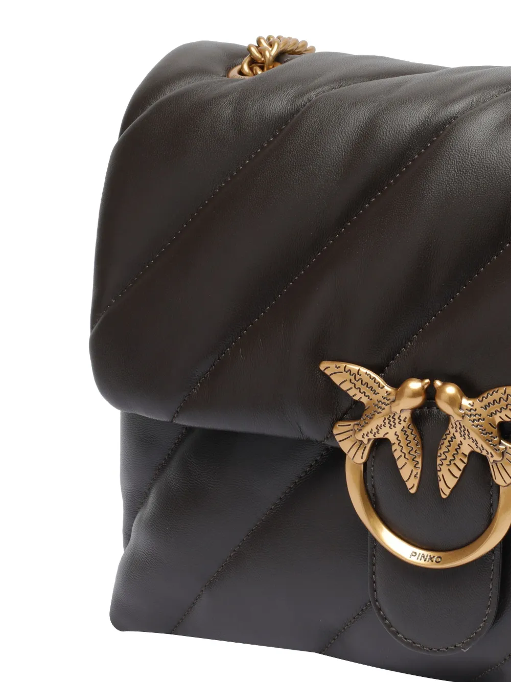 Pinko borsa Love Big Puff Maxi Quilt in pelle trapuntata nero oro