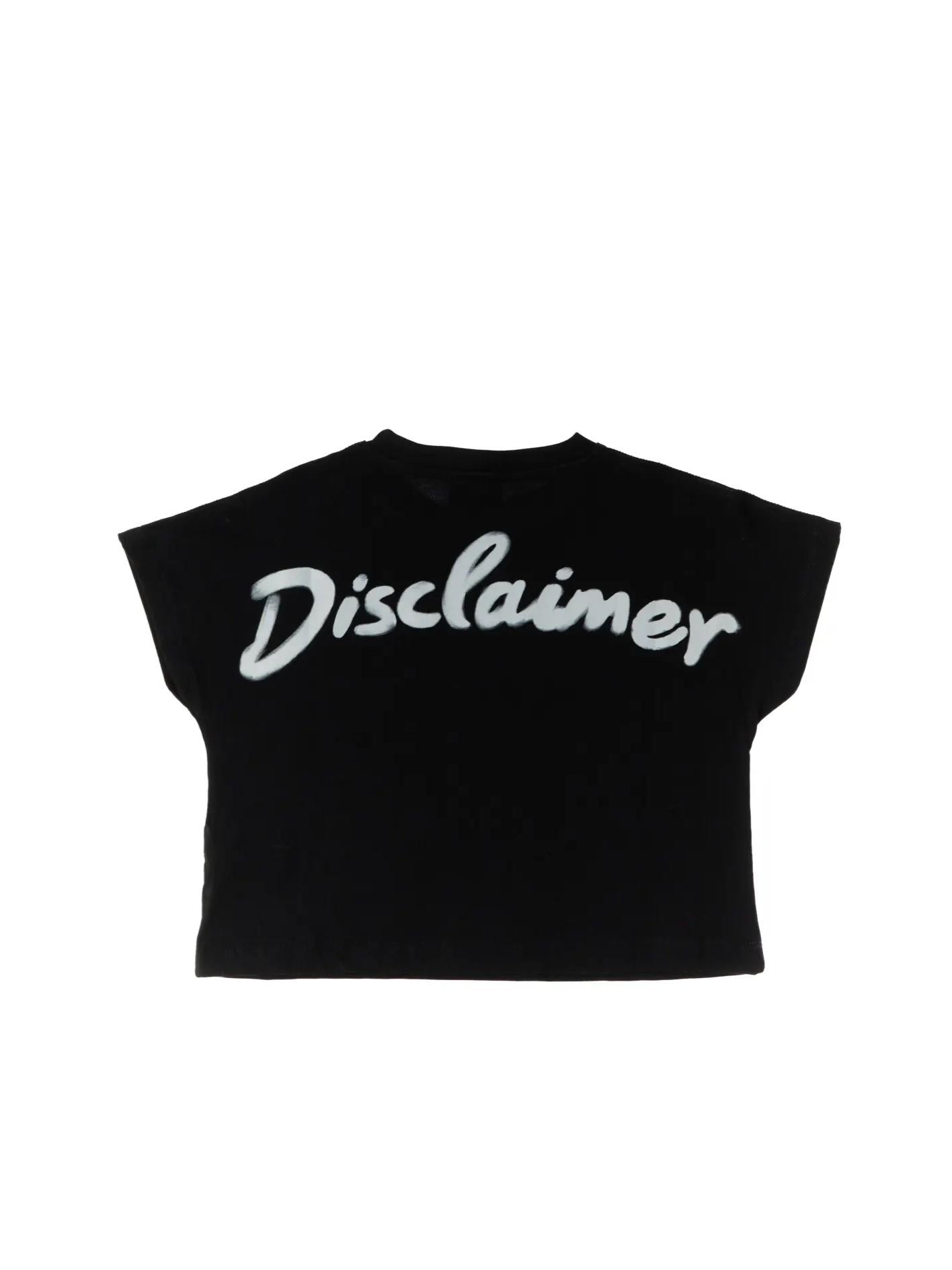 Disclaimer T-shirt crop manica corta con logo nero