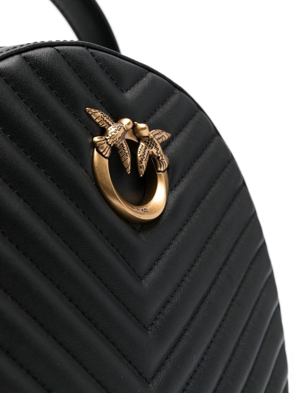 Pinko zaino Love Click Classic in pelle chevron nero oro