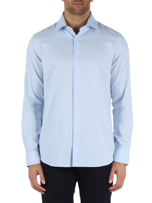 Michael Kors camicia Dobby slim fit in micro fantasia celeste