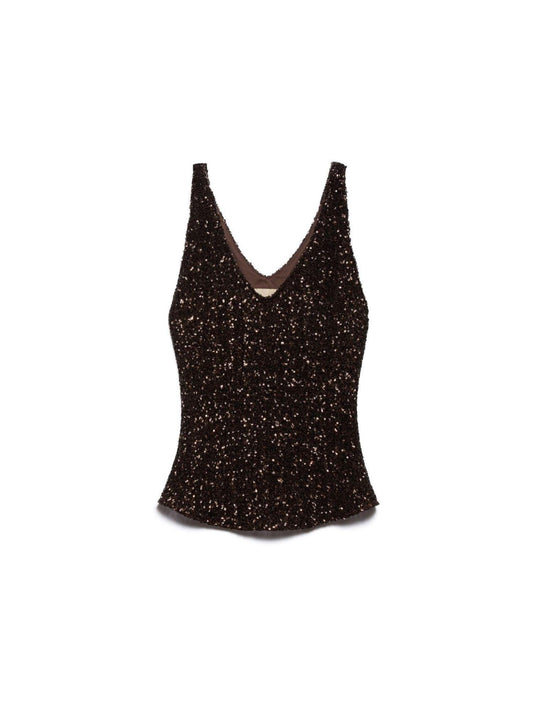 Aniye By top Luxy con paillettes marrone